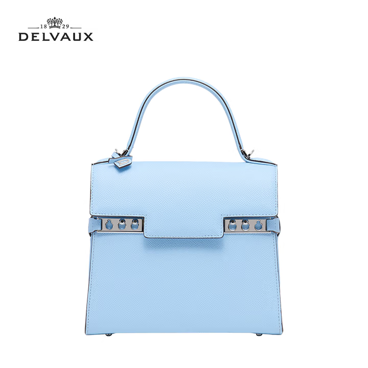 Delvaux small fresh bag shoulder crossbody handbag TempetePM series birthday gift for girlfriend and wife sky blue