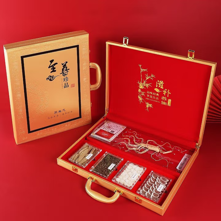 Northeast specialty ginseng treasure gift box for elders, parents, leaders and customers to send gifts for Mid-Autumn Festival and Spring Festival [Five Treasures Brown Gift Box]